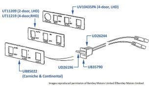 Glove Compartment Switches, chassis numbers 53001-68621 & 01001-02079 (2-door cars)