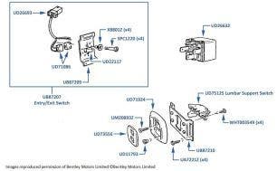 Entry/Exit & Lumbar Support Switches, Corniche & Continental, chassis numbers 50001-50099