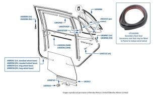 Rear Door Seals, Silver Spur, chassis numbers 05806-06322