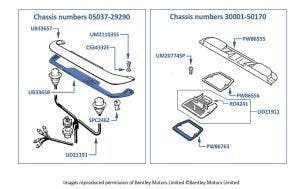Number Plate Lamp Seals, Corniche & Continental, chassis numbers 05037-50170