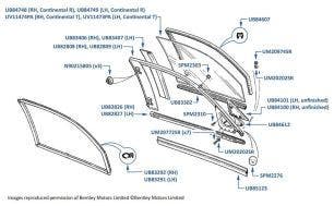 Quarter Glass (Rear), Continental R & Continental T, chassis numbers 42001-53490