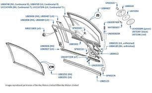 Quarter Glass (Rear), Continental R & Continental T, chassis numbers 53513-67538 & 01500-01876