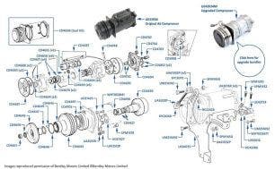 Air Conditioning Compressor, Mulsanne Turbo, Turbo R & Turbo RL, chassis numbers 04233-16570