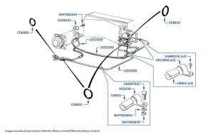 Air Conditioning Hoses & Pipes, Silver Spur, chassis numbers 01006-09556 (other than USA, Middle East & Japan)