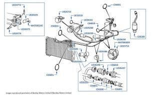 Air Conditioning Hoses & Pipes, Silver Spur, chassis numbers 09557-13896 (other than USA, Middle East & Japan)