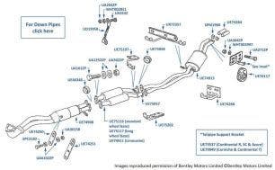 Exhaust Pipes & Silencers, non-catalyst, Continental T, chassis numbers 53159-67538 & 01500-01559
