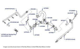 Air Injection Hoses & Pipes, Flying Spur & Silver Dawn, chassis numbers 55012-66305