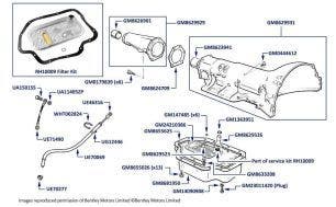 Gearbox Casing, Sump & Dipstick, Silver Spur, chassis numbers 20004-24593
