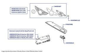 Boot/Trunk Lid Badge, Switch & Control Unit, Mulsanne (2011-2021)