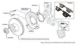 345 mm Brake Discs/Rotors & Pads (Rear) - Silver Seraph, Silver Seraph LOL, Park Ward, Arnage Green Label, Red Label, Le Mans, R, RL, T, Diamond Series, Blue Train, Final Series, Azure & Brooklands Coupe
