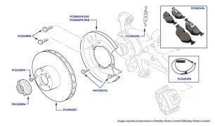 305 mm Brake Discs/Rotors & Pads (Rear) - Silver Seraph (chassis 01002-08853), Silver Seraph LOL (chassis 06558-08854) & Park Ward (chassis 07501-19120)