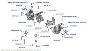 Engine Mounting & Sensors (V6, Hybrid), Bentayga (2017-2020)