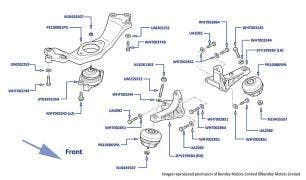 Engine Mounting Feet & Gearbox Mounting, Arnage R (chassis 08323-11658), Arnage RL (chassis 19150-19449), Arnage T (chassis 08200-11660), Arnage Diamond Series, Arnage Blue Train & Azure (chassis 11142-11686)