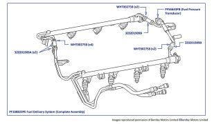 Fuel Injection Pipes & Hoses, Arnage R (chassis 08323-11658), Arnage RL (chassis 19150-19449), Arnage T (chassis 08200-11660), Arnage Diamond Series (all chassis), Arnage Blue Train (all chassis) & Azure (chassis 11142-11686)