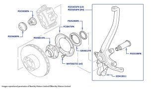 Hub (Front, Iron Brakes), Silver Seraph (chassis 5565-08853), Silver Seraph LOL (all chassis), Park Ward (chassis 07595-19120), Arnage, Azure & Brooklands Coupe (all chassis)