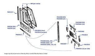 Rear Quarter Glass, Drophead (chassis 09770-22582)