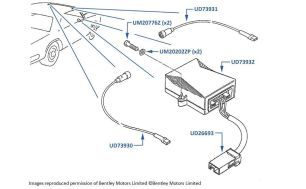 Ultrasonics Control Module & Sensors, 4-door cars, chassis 46001-54866 & Touring Limousine chassis 80019-80123