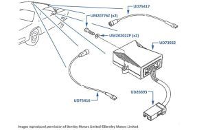 Ultrasonics Control Module & Sensors, 4-door cars, chassis numbers 55012-66901 &  Touring Limousine chassis 80124-80211