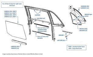 Rear Door Glass, 4-door cars, chassis numbers 55322-66901