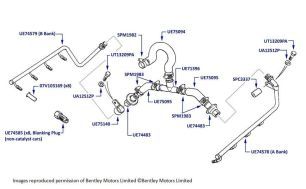 Air Injection Hoses & Pipes, Flying Spur & Silver Dawn, chassis numbers 55012-66305
