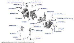 Engine Mounting & Sensors (V6, Hybrid), Bentayga (2017-2020)